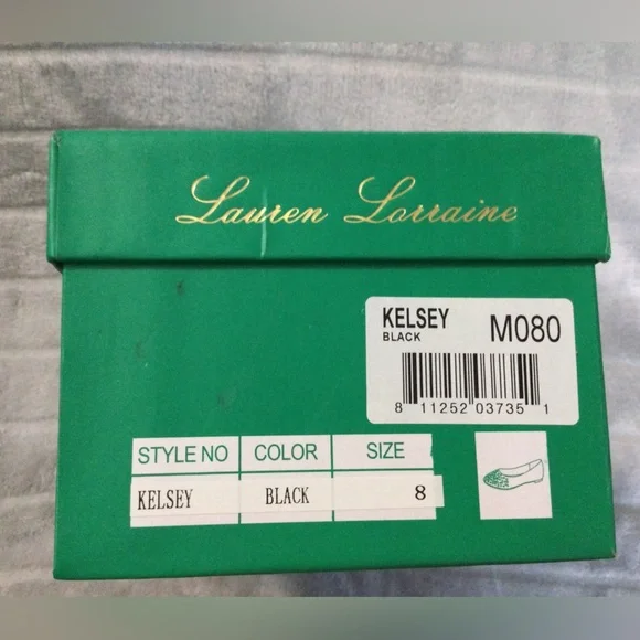 Lauren Lorraine Black Embellished Pointed Toe Ballet Flats Size 8 - Picture 11 of 11